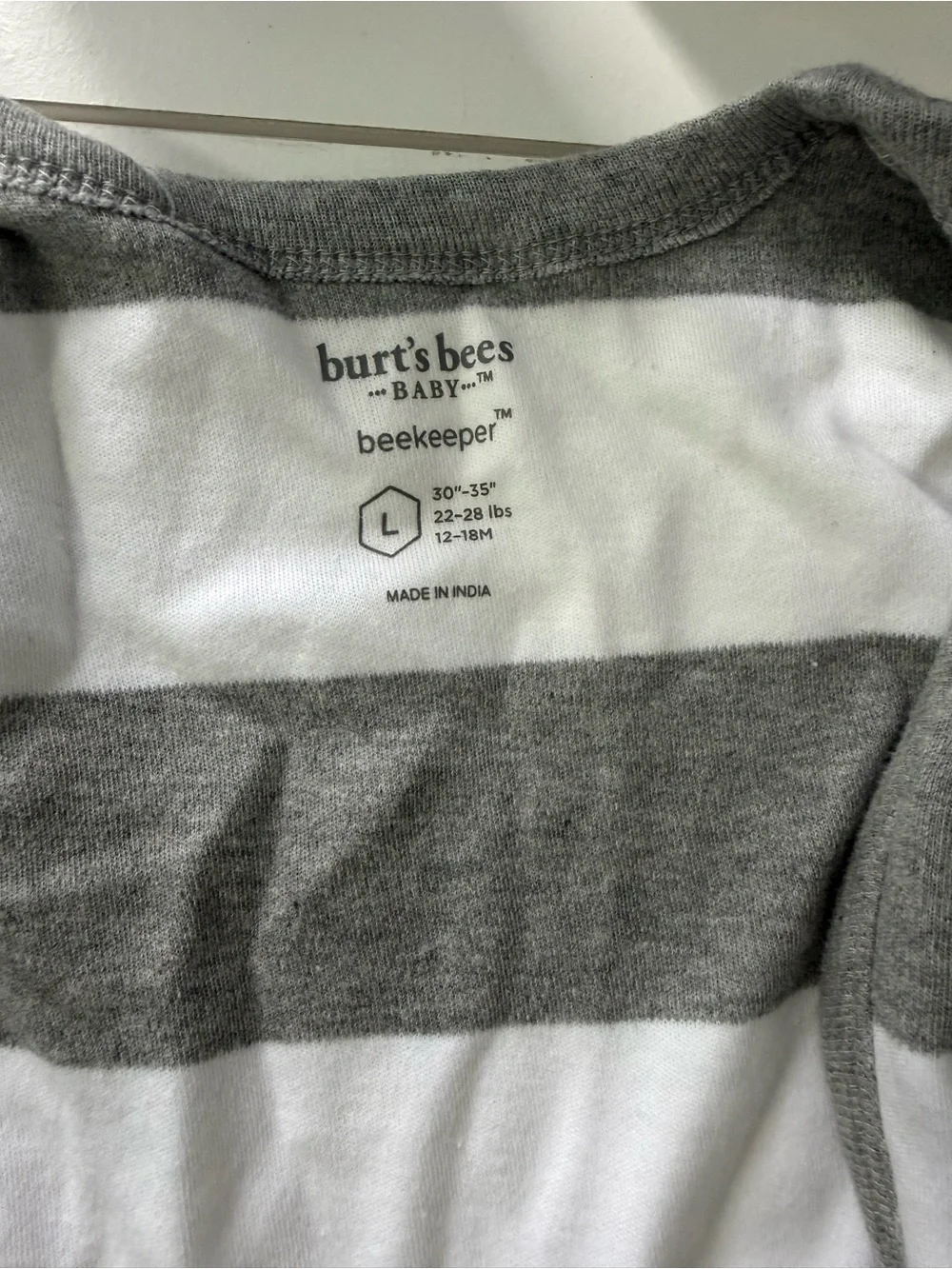 Burt's Bees Gray and White Sleeping sack